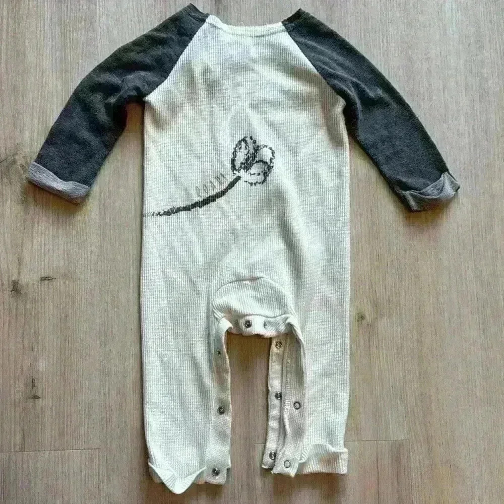 EUC Mud Pie Rib Knit Lion Romper Sleeper Coverall size 9-12m - Picture 4 of 4